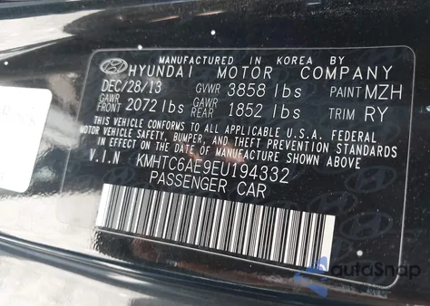 2014 Hyundai Veloster Turbo W/Black z USA, uszkodzony, nr VIN KMHTC6AE9EU194332